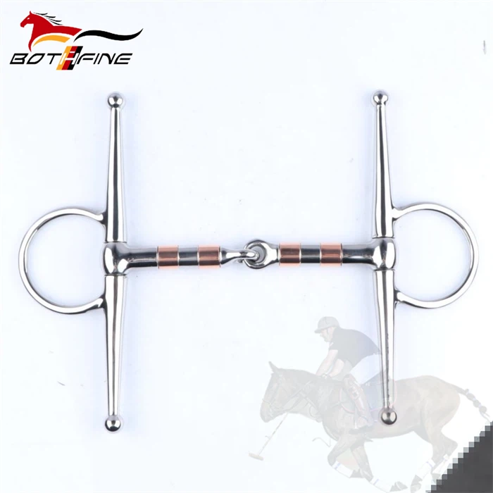 Stainless Steel Full Cheek Jointed Snaffle Bit With Copper Rollers
